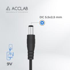 Кабель питания ACCLAB USB to DC 5.5x2.5mm 9V 1.0m 1.0A Фото 2