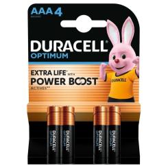 Батарейка Duracell Optimum AAA лужні 4 шт. в упаковці Фото 1