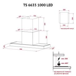 Вытяжка кухонная Perfelli TS 6635 I/BL 1000 LED Фото 11