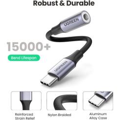 Переходник Ugreen USB-C to 3.5mm F 0.10m AV161 Фото 3