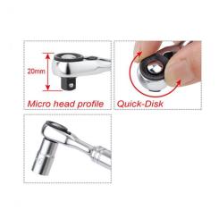 Трещотка Toptul міні 1/4" 60 зубців, швидкий диск Фото 1