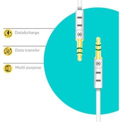 Кабель мультимедийный Piko 3.5mm M to 3.5mm M 1.0m white Фото 1