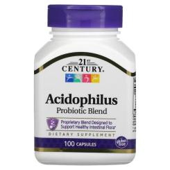Пробиотики 21st Century Суміш пробіотиків, Acidophilus, 100 капсул Фото