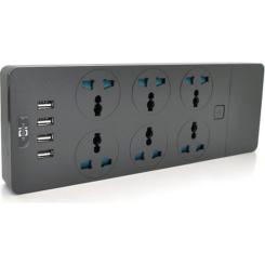 Сетевой фильтр питания Voltronic TВ-Т12, 6роз, 4*USB Black Фото