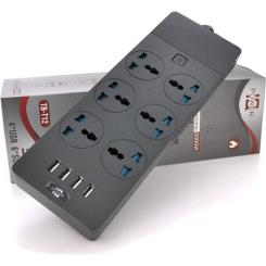 Сетевой фильтр питания Voltronic TВ-Т12, 6роз, 4*USB Black Фото 1
