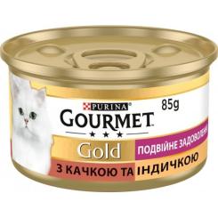 Влажный корм для кошек Purina Gourmet Gold. Подвійне задоволення з качкою та індичкою 85 Фото