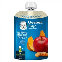 Детское пюре Gerber Яблоко, морковь, тыква 150 г Фото