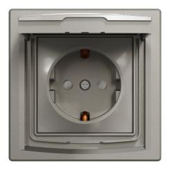 Розетка Schneider Electric ASFORA з кришкою IP44, бронза Фото