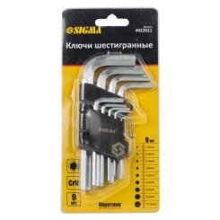 Ключ Sigma набір шестигранних 9шт 1.5-10мм CrV, короткі Фото 2