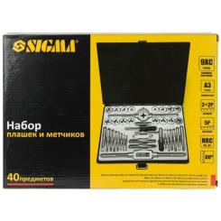 Набор метчиков и плашек Sigma 40 предм., металевий кейс Фото 11