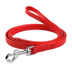 Поводок для собак WAUDOG Glamour кожаный XS красный Фото