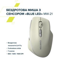 Мышка Canyon MW-21 Wireless Blue LED Cosmic Latte Фото 6