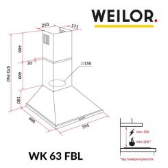 Вытяжка кухонная Weilor WK 63 FBL Фото 10