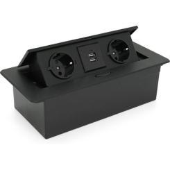 Розетка Voltronic J29L, дві розетки + 2*USB, напольна, висувна Фото