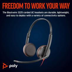 Наушники Poly BlackWire C3225 USB-A HS Stereo Black Фото 1