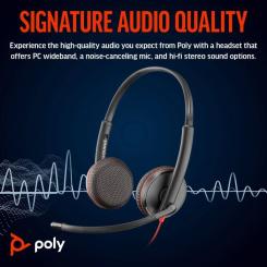 Наушники Poly BlackWire C3225 USB-A HS Stereo Black Фото 2