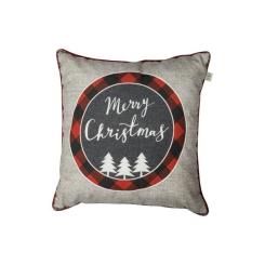 Наволочка Прованс декоративна Меry Cristmas сіра 45х45 Фото