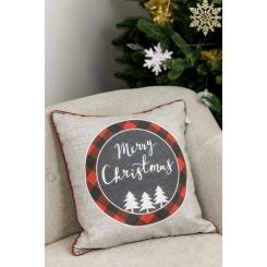 Наволочка Прованс декоративна Меry Cristmas сіра 45х45 Фото 2