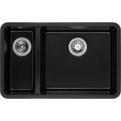 Мойка кухонная GRANADO Under top DOUBLE black shine Фото