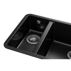 Мойка кухонная GRANADO Under top DOUBLE black shine Фото 2