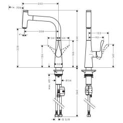 Смеситель Hansgrohe Metris Select, вилив 222мм хром Фото 2