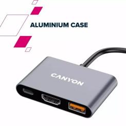 Концентратор Canyon hub DS-4 3in1 USB-C Grey Фото 9