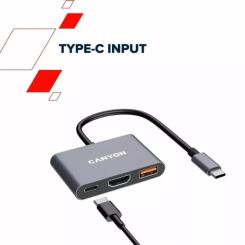 Концентратор Canyon hub DS-4 3in1 USB-C Grey Фото 10