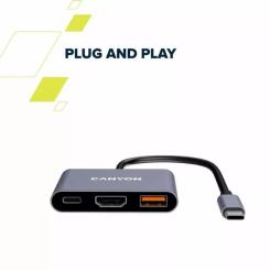 Концентратор Canyon hub DS-4 3in1 USB-C Grey Фото 11