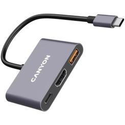 Концентратор Canyon hub DS-4 3in1 USB-C Grey Фото 2