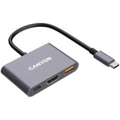 Концентратор Canyon hub DS-4 3in1 USB-C Grey Фото 3