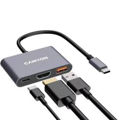 Концентратор Canyon hub DS-4 3in1 USB-C Grey Фото 4