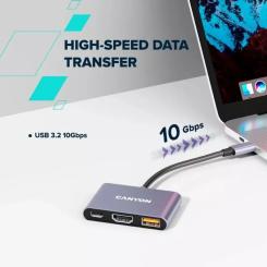 Концентратор Canyon hub DS-4 3in1 USB-C Grey Фото 6