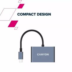 Концентратор Canyon hub DS-4 3in1 USB-C Grey Фото 7