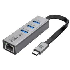 Концентратор Promate USB Hub 4 ports gigahub-c.grey Фото