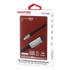 Кабель мультимедийный Promate USB-C to HDMI M 1.5m grey Фото 1