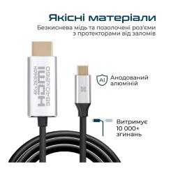 Кабель мультимедийный Promate USB-C to HDMI M 1.5m grey Фото 6