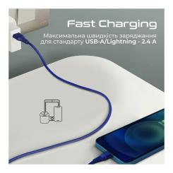 Дата кабель Promate USB 2.0 AM to Lightning 1.2m blue Фото 3