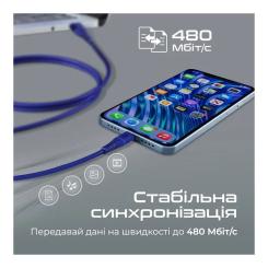 Дата кабель Promate USB 2.0 AM to Lightning 1.2m blue Фото 4