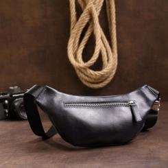 Сумка Grande Pelle Кожаная бананка унисекс Синяя Фото 9