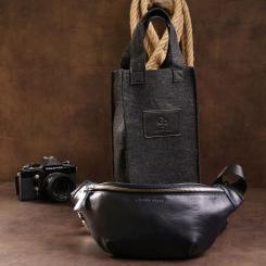 Сумка Grande Pelle Кожаная бананка унисекс Синяя Фото 10