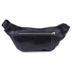 Сумка Grande Pelle Кожаная бананка унисекс Синяя Фото 1