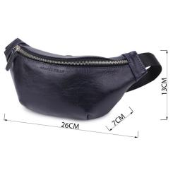 Сумка Grande Pelle Кожаная бананка унисекс Синяя Фото 2