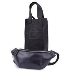 Сумка Grande Pelle Кожаная бананка унисекс Синяя Фото 6