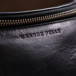 Сумка Grande Pelle Кожаная бананка унисекс Синяя Фото 8