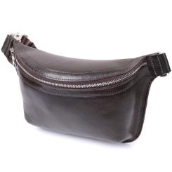 Сумка Grande Pelle Бананка из натуральной кожи Коричневая Фото