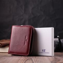 Кошелек ST Leather Из натуральной кожи Бордовый Фото 10