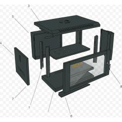 Шкаф настенный GEAR 6U 19" 600x450x350 мм, + полка 19", black Фото 2