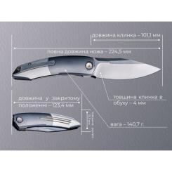 Нож Weknife Sine Wave, Dark Titanium, Darkwash Фото 9