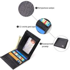 Портмоне Canpellini Из натуральной кожи Черное Фото 3