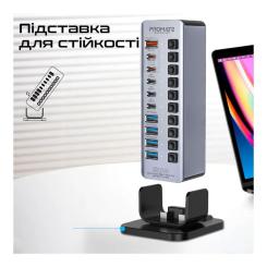 Концентратор Promate USB-C 14-in-1 Promate gegatower-60w Фото 6
